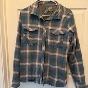 Prana Blue and Gray Plaid Utility Jacket